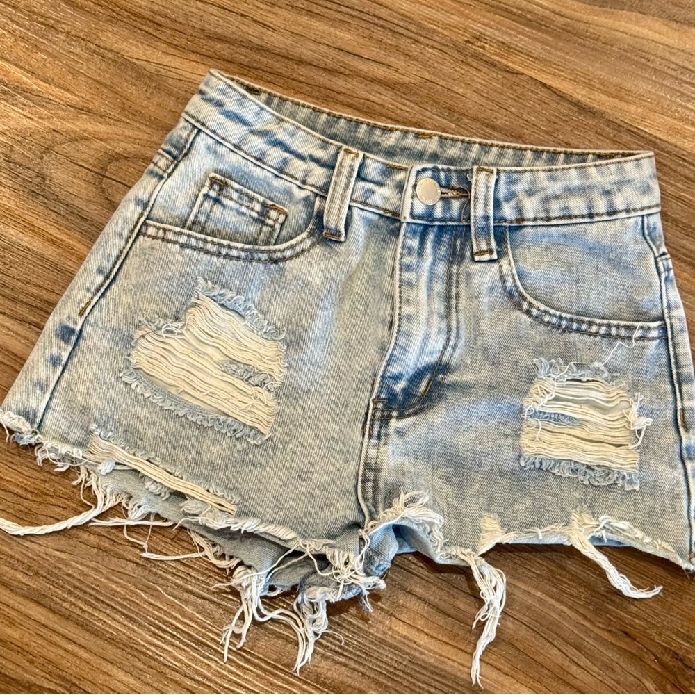 SHEIN Blue Distressed Cutoff Shorts